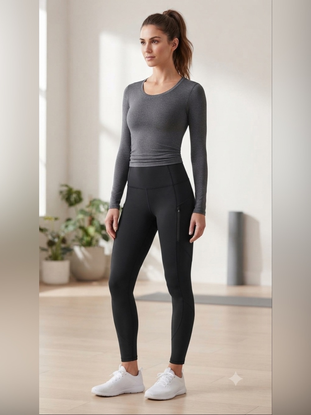 Athleta High-Waist Black Active Leggings with Side Zip Pockets